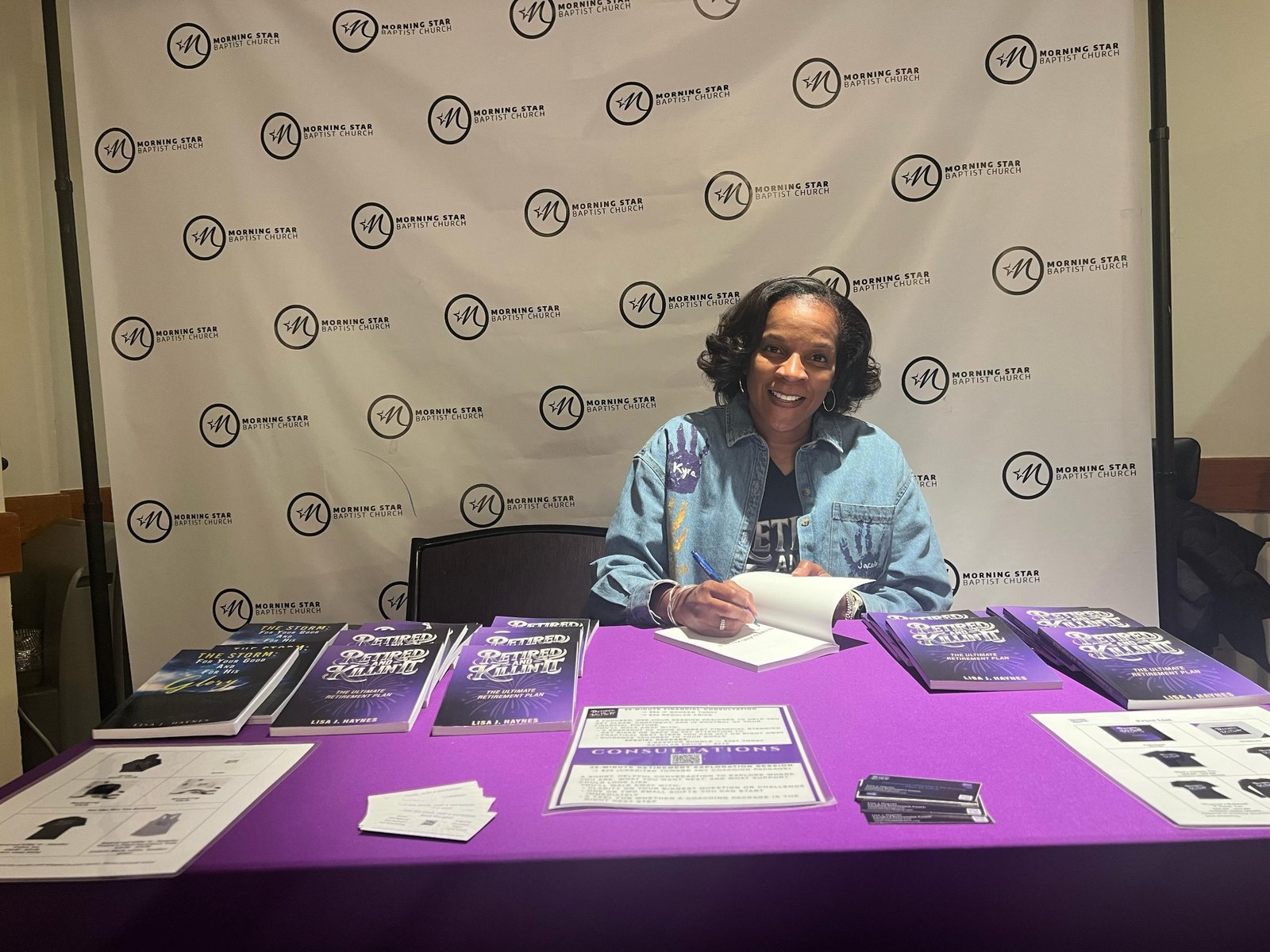 Lisa Haynes signing books at Morning Star Baptist Church