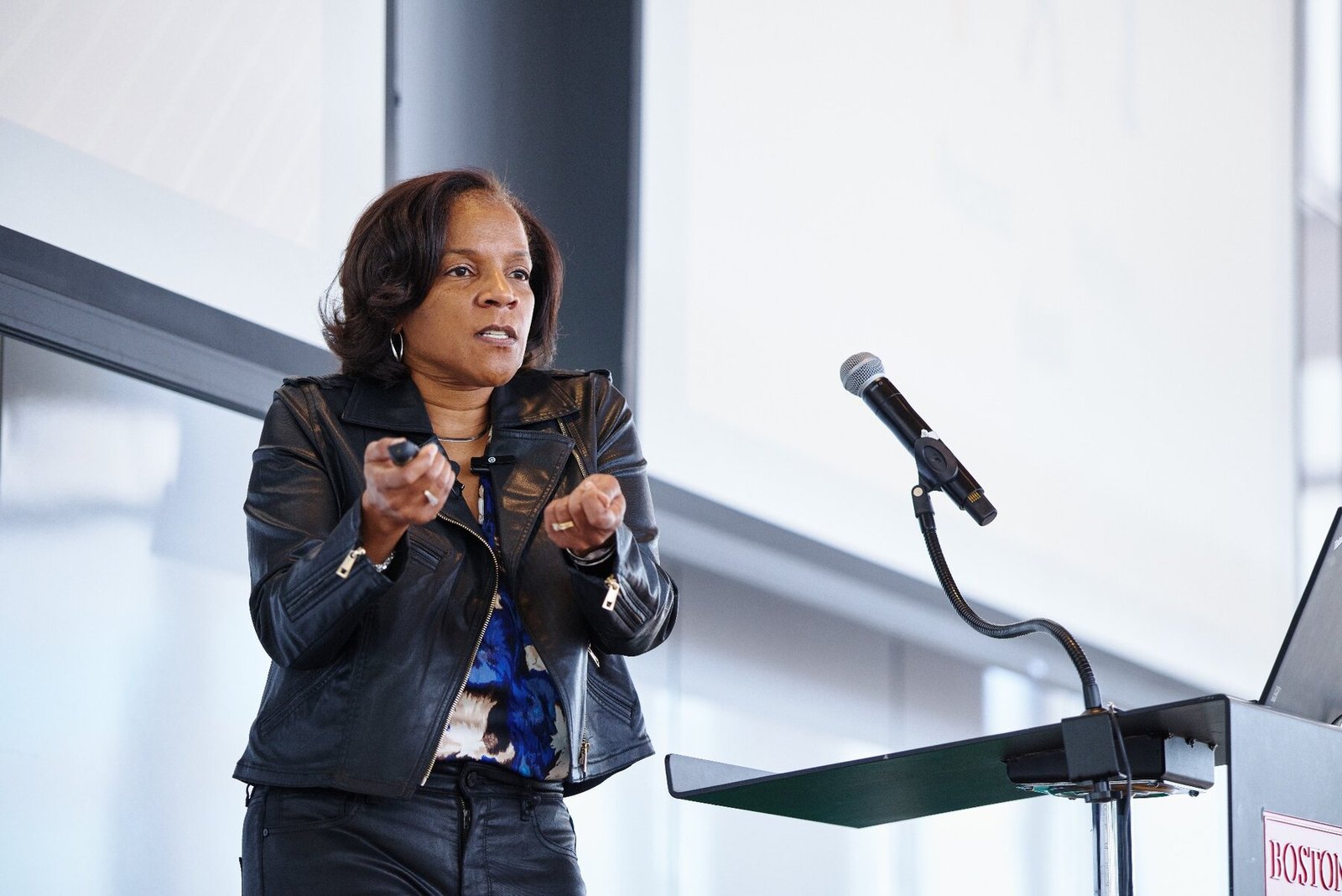 Lisa Haynes presenting at the Boston University She Leads Conference